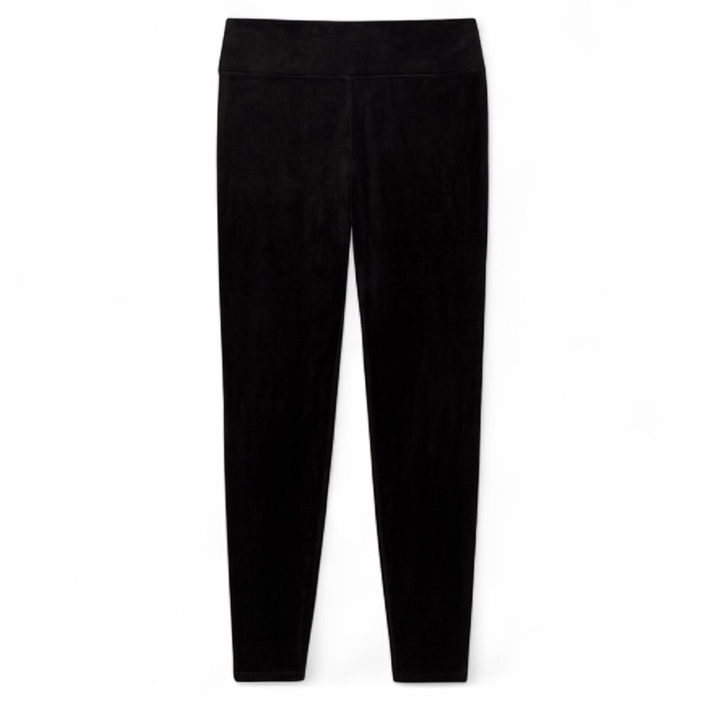 Talbots Black Velour Leggings Pull-On Stretch Pants Athleisure Loungewear L